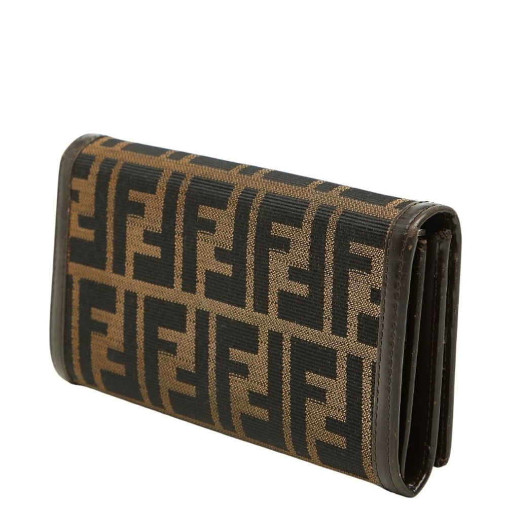 Fendi Zucca Long Wallet 30851 Black Brown Canvas Leather Women's FENDI - Picture 2 of 10